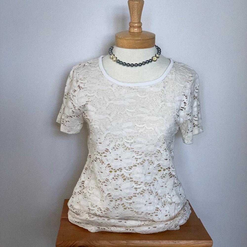 Ivory unlined lace Ann Taylor Loft top